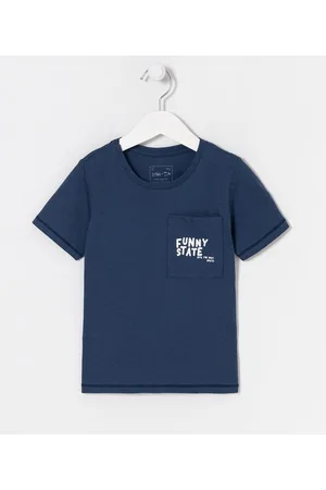 Póim (1 a 5 anos) Camiseta Infantil Manga Curta com Estampa no Bolso - Tam 2 a 5 anos