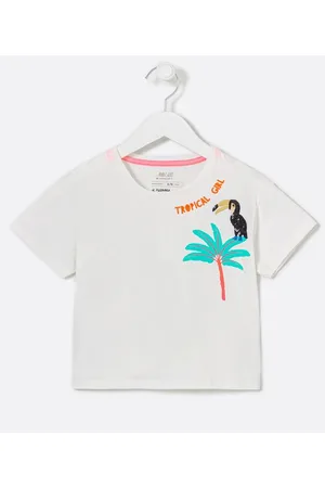 Jana Glatt Blusa Infantil Bordado Neon e Tucano de Paetês - Tam 5 a 14 anos