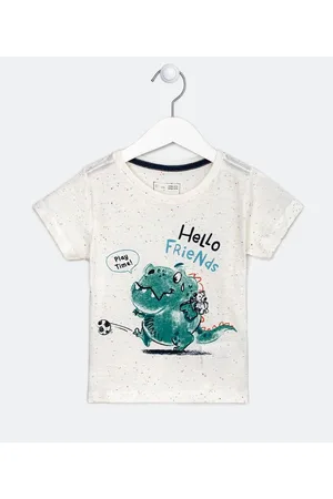 Póim (1 a 5 anos) Camiseta Infantil Estampa Dino Futebol - Tam 1 a 5 anos