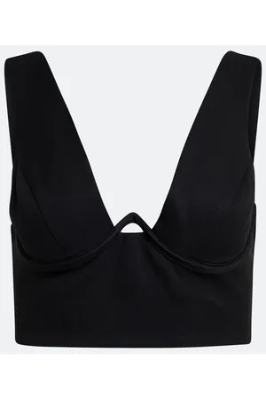 Blue Steel Blusa Regata Cropped em Crepe com Busto Marcado e Lastex nas Costas