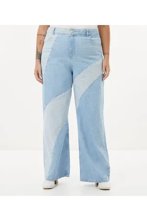 Calça Wide Leg Jeans Básica Curve & Plus Size Azul