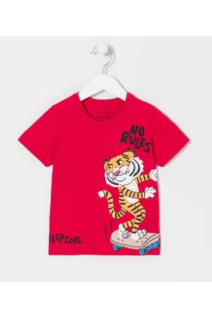 Póim (1 a 5 anos) Camiseta Infantil com Estampa de Tigre - Tam 1 a 5 anos