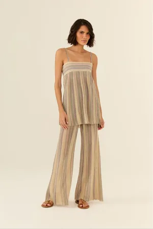 MARIA FILÓ Calça Tricot Pantalona Listrada