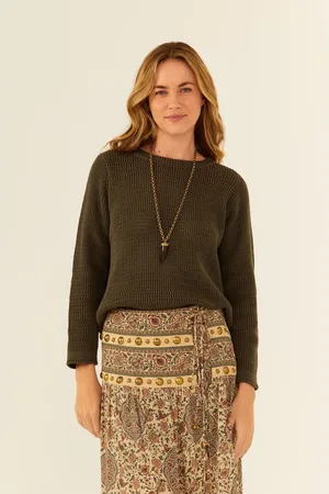 MARIA FILÓ Blusa Tricot Ponto Rede Abertura Lateral