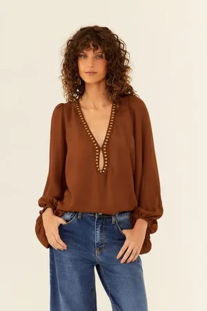 MARIA FILÓ Blusa Manga Longa Ggt Bordado Metais