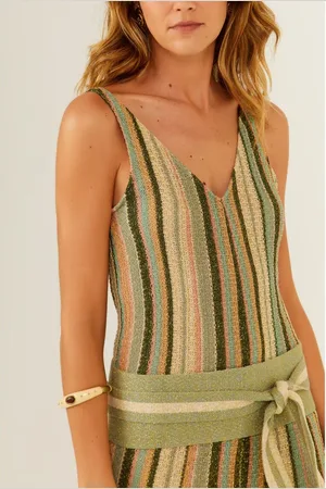 MARIA FILÓ Macacão Tricot Listrado Com Faixa
