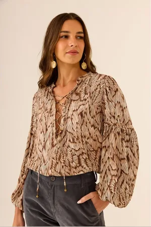 MARIA FILÓ Blusa Manga Longa Ggt Estampa Feathers