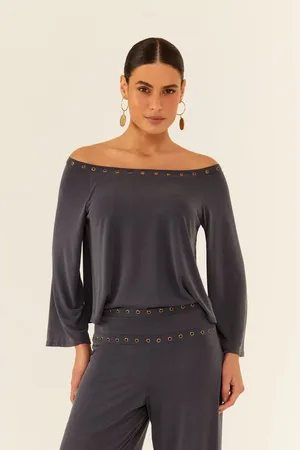 MARIA FILÓ Blusa Ombro a Ombro Detalhes Ilhós