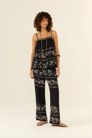 MARIA FILÓ Calça Mini Flare Ggt Estampa Flora Preto
