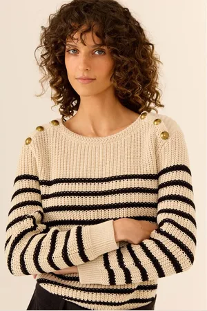 MARIA FILÓ Blusa Tricot Listras e Botões