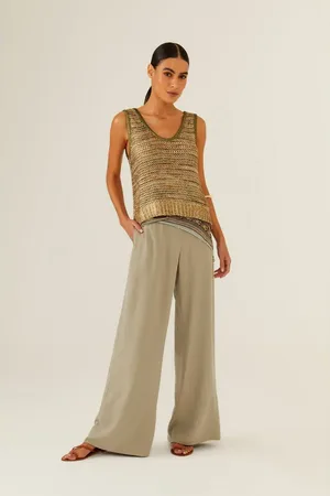 MARIA FILÓ Calça Pantalona Pregas