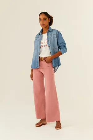 MARIA FILÓ Calça Sarja Wide Leg Color