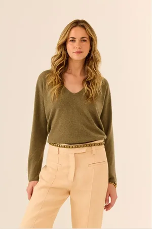 MARIA FILÓ Blusa Tricot Com Cashmere Decote v