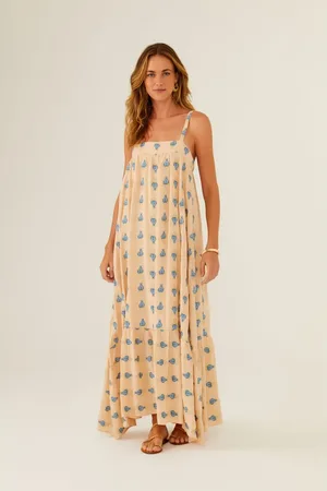 MARIA FILÓ Vestido Longo Bordado Vasos