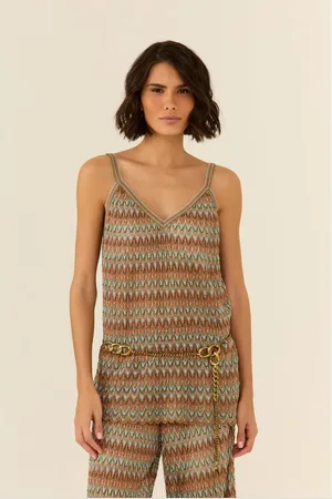 MARIA FILÓ Blusa Túnica Tricot Chevron Rayon Lurex