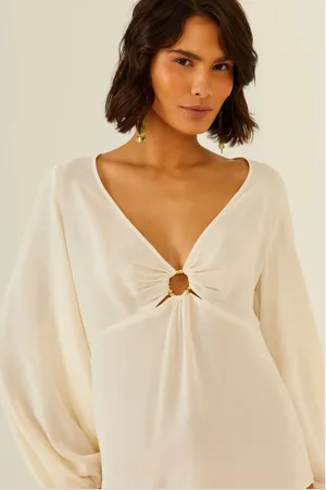 MARIA FILÓ Blusa Manga Longa Ggt Decote Metais