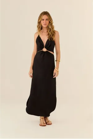 MARIA FILÓ Vestido Midi Linho Vazado