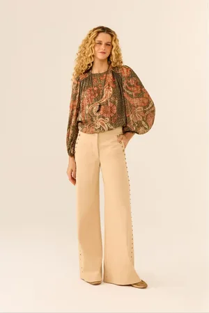 MARIA FILÓ Calça Pantalona Tachas