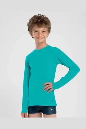 Mash Camiseta Manga Longa com Proteção Uv Fps 50 Infantil Verde Água Médio P