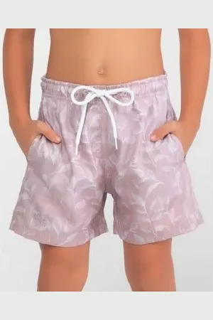 Mash Short Praia Infantil Estampado Folhas Aquarela P