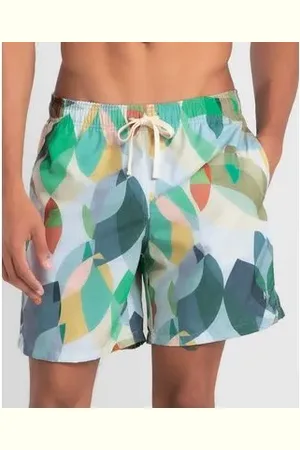 Mash Short Praia Casual Estampa Folhagem Geométrica M