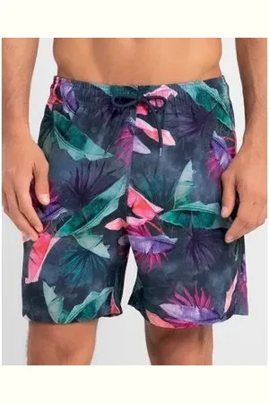 Mash Short Praia Estampa Folhagem Escura Plus Size XGG