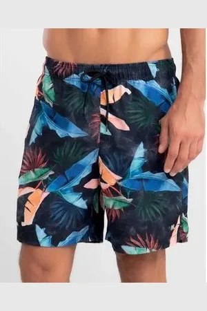 Mash Short Praia Estampa Folhagem Escura Plus Size XGG