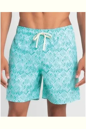 Mash Short Praia Casual Estampado Folhagem Plus Size Verde Água Claro XGG