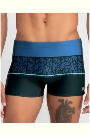Hang Loose Sunga Boxer Estampa Folhagem com Listra P