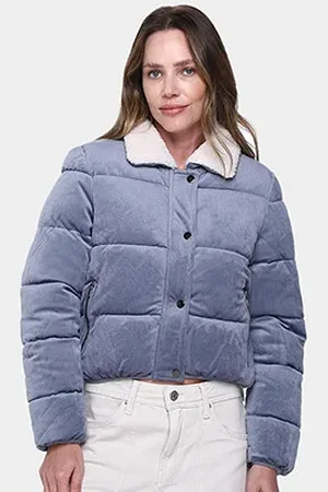 FACINELLI Jaqueta Puffer Suede Gola Pelo Feminina