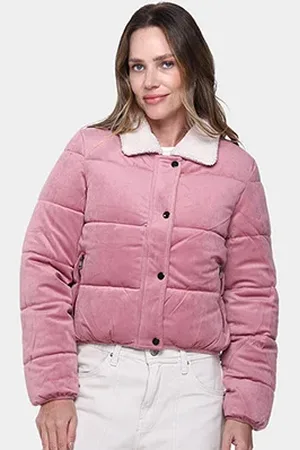 FACINELLI Jaqueta Puffer Suede Gola Pelo Feminina