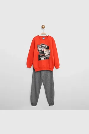Kamylus Conjunto Infantil Longo Blusa e Calça Moletom Anime Menino