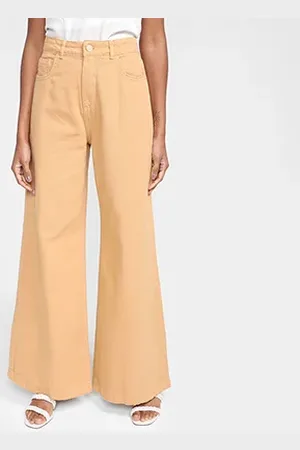 Hering Calça Sarja Wide Leg Colors Cintura Alta Feminina