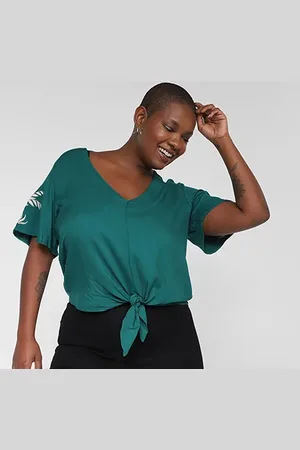 Lunender Blusa Plus Size Nó Frontal Feminina