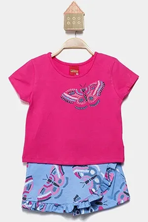 KYLY Conjunto Curto Infantil Estampado Menina