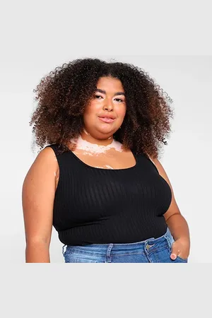 Lunender Regata Plus Size Canelada Feminina