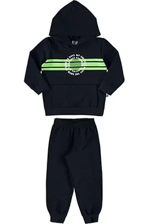 MARLAN Conjunto Longo Infantil Moletom Tricô com Capuz Menino