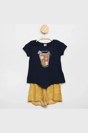 Hering Conjunto Infantil Kids Shorts E Blusa Estampada Menina