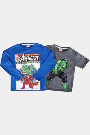Marvel Kit Camiseta Infantil Malha Avengers Hulk Menino
