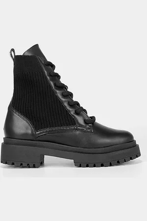 Shoestock Bota Coturno Knit Tratorada Feminina