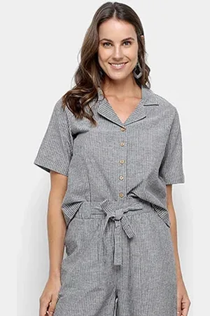 Malwee Camisa Manga Curta Listrada Feminina
