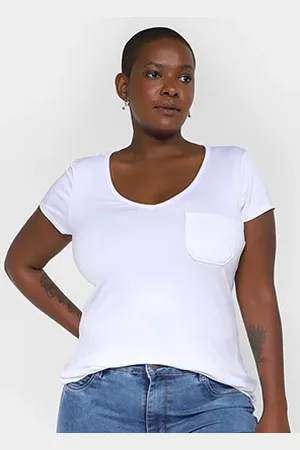 Lunender Blusa Plus Size Manga Curta Feminina