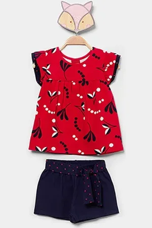 KYLY Conjunto Infantil Curto Floral Poá Menina