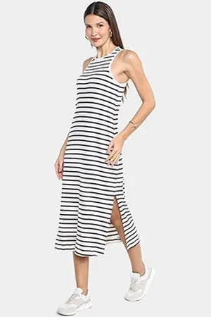 Hering Vestido Listrado Casual Feminino