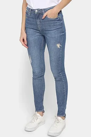 Calvin Klein Calça Jeans Skinny Barra Degrau Feminina