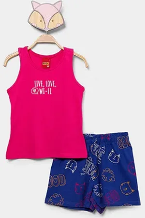 KYLY Conjunto Infantil Curto Cat Love Menina