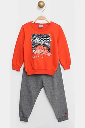 Kamylus Conjunto Infantil Longo Blusa e Calça Moletom Jurassic Menino