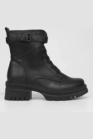 MOONCITY Bota Coturno Fivela Cano Médio Feminina