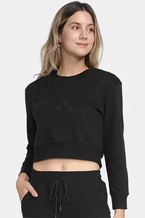 Calvin Klein Blusa Moletom Cropped Relevo Pino Feminina