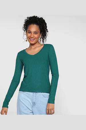 Lunender Blusa Canelada Tracy Manga Longa Feminina